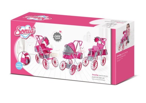 LEAN Toys Wózek Dla Lalek Metalowy Torba Duże Koła Różowy