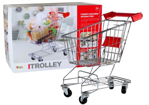 LEAN Toys Wózek Sklepowy Metalowy Koszyk Dla Dzieci Srebrny Duży