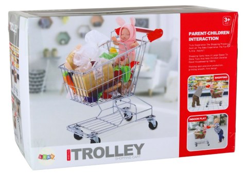 LEAN Toys Wózek Sklepowy Metalowy Koszyk Dla Dzieci Srebrny Duży LEAN Toys Wózek Sklepowy Metalowy Koszyk Dla Dzieci Srebrny Duży