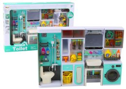 LEAN Toys Zestaw Do Zabawy Łazienka 4w1 Prysznic Toaleta Pralka Akcesoria