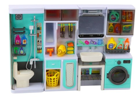 LEAN Toys Zestaw Do Zabawy Łazienka 4w1 Prysznic Toaleta Pralka Akcesoria