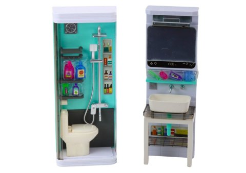 LEAN Toys Zestaw Do Zabawy Łazienka 4w1 Prysznic Toaleta Pralka Akcesoria