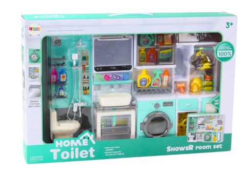 LEAN Toys Zestaw Do Zabawy Łazienka 4w1 Prysznic Toaleta Pralka Akcesoria