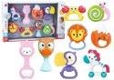 LEAN Toys Zestaw Grzechotek Gryzaczków Dla Niemowląt Zwierzątka 8 Szt