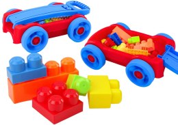 LEAN Toys Zestaw Klocków W Wózku Na Kółkach Niebiesko-Czerwony