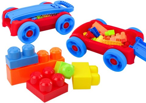 LEAN Toys Zestaw Klocków W Wózku Na Kółkach Niebiesko-Czerwony