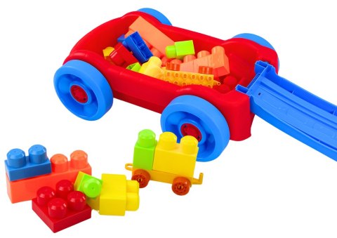 LEAN Toys Zestaw Klocków W Wózku Na Kółkach Niebiesko-Czerwony LEAN Toys Zestaw Klocków W Wózku Na Kółkach Niebiesko-Czerwony