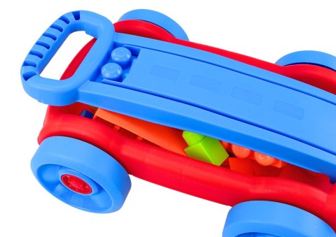 LEAN Toys Zestaw Klocków W Wózku Na Kółkach Niebiesko-Czerwony LEAN Toys Zestaw Klocków W Wózku Na Kółkach Niebiesko-Czerwony