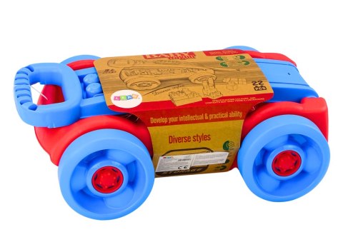 LEAN Toys Zestaw Klocków W Wózku Na Kółkach Niebiesko-Czerwony LEAN Toys Zestaw Klocków W Wózku Na Kółkach Niebiesko-Czerwony