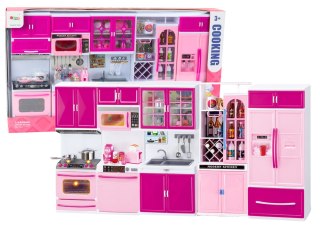 LEAN Toys Zestaw Mebli Kuchennych dla Lalek Lodówka Kuchenka Akcesoria Różowy