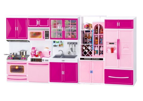 LEAN Toys Zestaw Mebli Kuchennych dla Lalek Lodówka Kuchenka Akcesoria Różowy