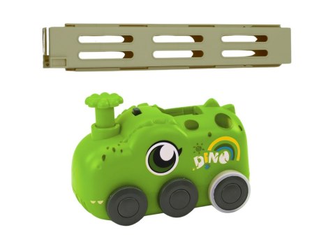 LEAN Toys Autko Zielony Dinozaur na Baterie Układające Kolorowe Domino 4 Kolory Klocków
