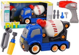 LEAN Toys Ciężarówka Betoniarka Kreskówkowa Do Skręcania DIY Niebieska