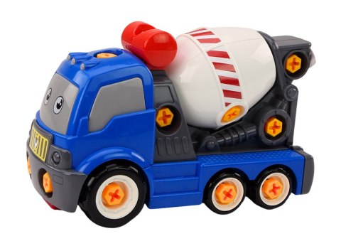 LEAN Toys Ciężarówka Betoniarka Kreskówkowa Do Skręcania DIY Niebieska