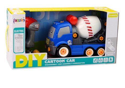 LEAN Toys Ciężarówka Betoniarka Kreskówkowa Do Skręcania DIY Niebieska