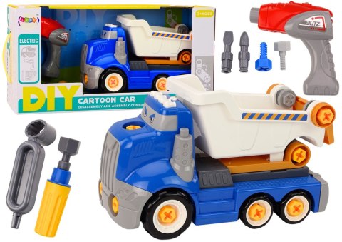 LEAN Toys Ciężarówka Wywrotka Kreskówkowa Do Skręcania DIY Niebieska