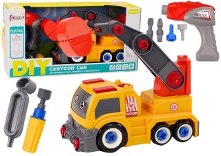 LEAN Toys Ciężarówka Z Dźwigiem Kreskówkowa Do Rozkręcania DIY Pomarańczowy