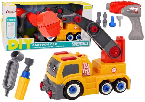 LEAN Toys Ciężarówka Z Dźwigiem Kreskówkowa Do Rozkręcania DIY Pomarańczowy