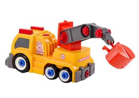 LEAN Toys Ciężarówka Z Dźwigiem Kreskówkowa Do Rozkręcania DIY Pomarańczowy