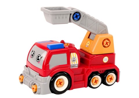 LEAN Toys Ciężarówka Z Wysięgnikiem Kreskówkowa Do Rozkręcania DIY Czerwony