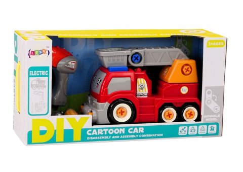 LEAN Toys Ciężarówka Z Wysięgnikiem Kreskówkowa Do Rozkręcania DIY Czerwony