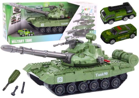 LEAN Toys Czołg Pojazd Wojskowy DIY Do Rozkręcania Zielony Dźwięki Zestaw Resoraki