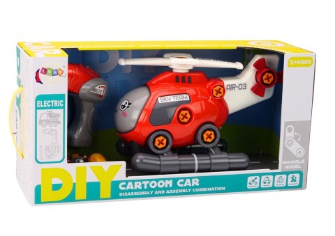 LEAN Toys Helikopter Kreskówkowy Do Skręcania DIY Czerwony