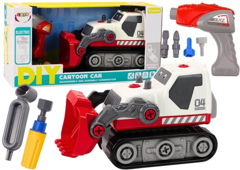 LEAN Toys Koparka Gąsienicowa Kreskówkowa Do Skręcania DIY Biała
