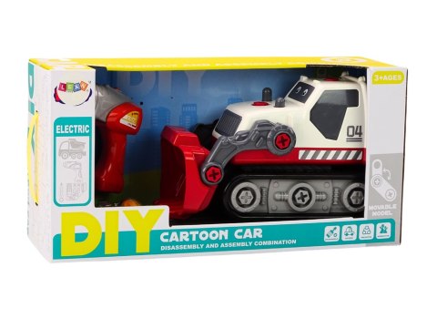 LEAN Toys Koparka Gąsienicowa Kreskówkowa Do Skręcania DIY Biała