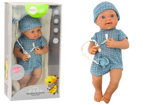 LEAN Toys Lalka Bobas w Niebieskim Ubranku Czapeczka Smoczek Kołderka