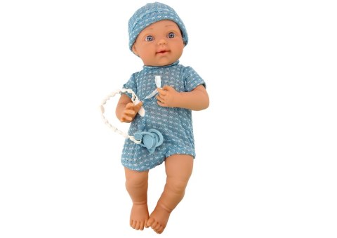 LEAN Toys Lalka Bobas w Niebieskim Ubranku Czapeczka Smoczek Kołderka
