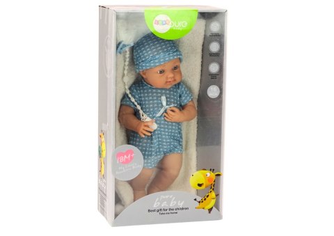 LEAN Toys Lalka Bobas w Niebieskim Ubranku Czapeczka Smoczek Kołderka