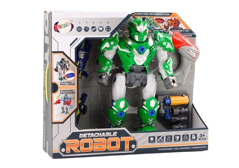 LEAN Toys Robot Do Skręcania Broń Wiertarka Śrubokręt Światła Dźwięk Zielony