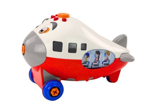 LEAN Toys Samolot Kreskówkowy Do Skręcania Skrzydła DIY Czerwony