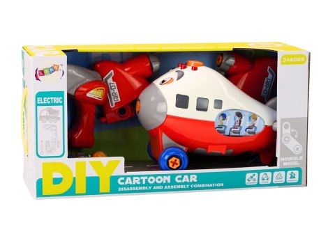 LEAN Toys Samolot Kreskówkowy Do Skręcania Skrzydła DIY Czerwony