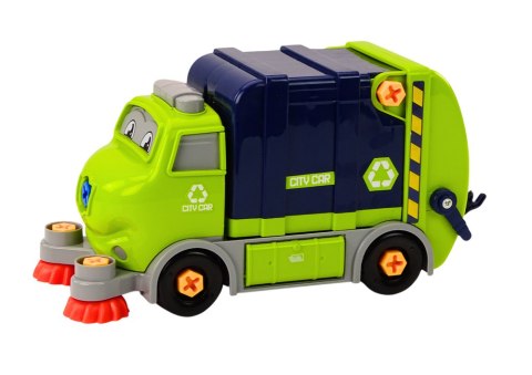 LEAN Toys Śmieciarka Kreskówkowa Do Skręcania Ruchoma DIY Granatowy