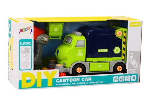 LEAN Toys Śmieciarka Kreskówkowa Do Skręcania Ruchoma DIY Granatowy