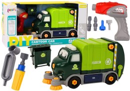 LEAN Toys Śmieciarka Kreskówkowa Do Skręcania Ruchoma DIY Zielony
