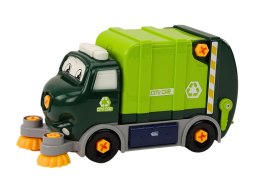 LEAN Toys Śmieciarka Kreskówkowa Do Skręcania Ruchoma DIY Zielony