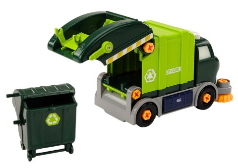 LEAN Toys Śmieciarka Kreskówkowa Do Skręcania Ruchoma DIY Zielony