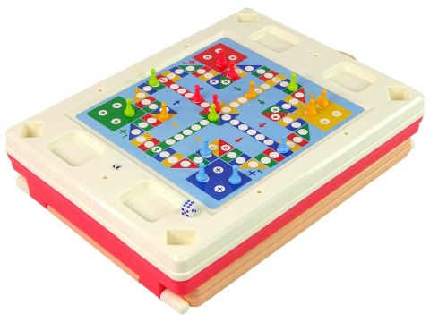 LEAN Toys Tablica 3w1 Wielofunkcyjna Dwustronna Stolik Do Gier Chińczyk