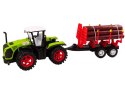 LEAN Toys Traktor Farmerski Z Przyczepą Na Drewno 9 Bali Drzewa Napęd Zielony