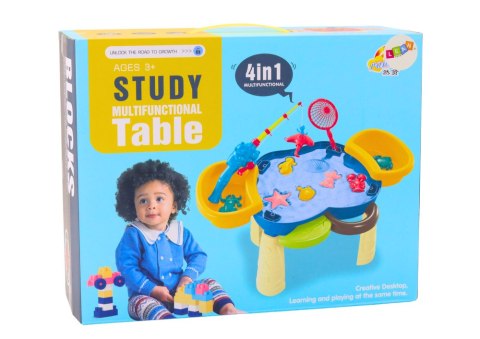 LEAN Toys Wielofunkcyjny Stolik 4w1 Klocki Łowienie Ryb Rysowanie Niebieski LEAN Toys Wielofunkcyjny Stolik 4w1 Klocki Łowienie Ryb Rysowanie Niebieski