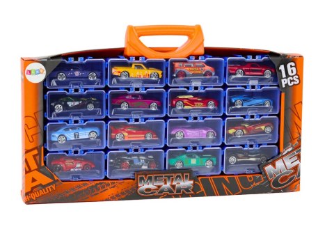 LEAN Toys Zestaw Autek Resoraków W Walizce Metalowe 16 Sztuk