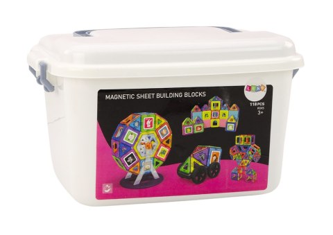 LEAN Toys Zestaw Klocków Magnetycznych W Kuferku Koło Młyńskie Budynki 118 El LEAN Toys Zestaw Klocków Magnetycznych W Kuferku Koło Młyńskie Budynki 118 El