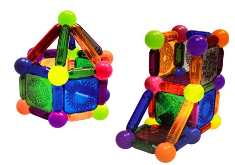 LEAN Toys Zestaw Klocków Magnetycznych Z Podświetleniem 54 Elementy