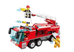 LEAN Toys Zestaw Klocków Straż Pożarna Baza Wóz Auto Helikopter 845 El
