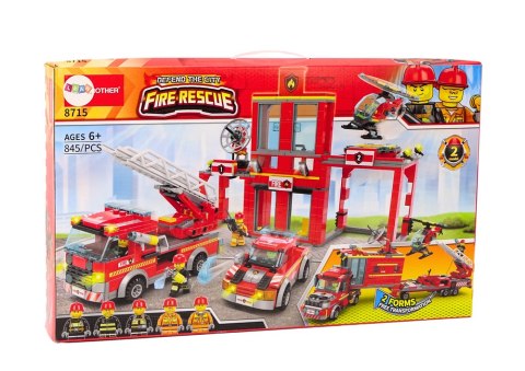 LEAN Toys Zestaw Klocków Straż Pożarna Baza Wóz Auto Helikopter 845 El LEAN Toys Zestaw Klocków Straż Pożarna Baza Wóz Auto Helikopter 845 El