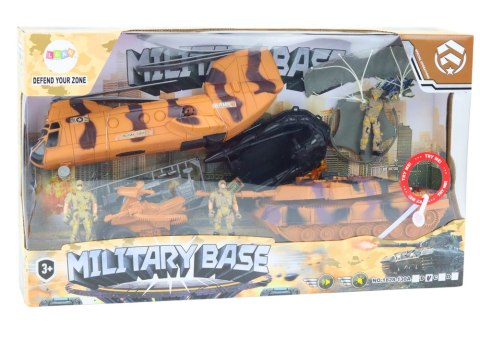 LEAN Toys Zestaw Militarny Czołg Wojskowy Helikopter Śmigłowiec Spadochroniarz Dźwięki
