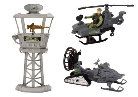 LEAN Toys Zestaw Militarny Wojskowy Wóz Bojowy Helikopter Żołnierze Akcesoria Dźwięki